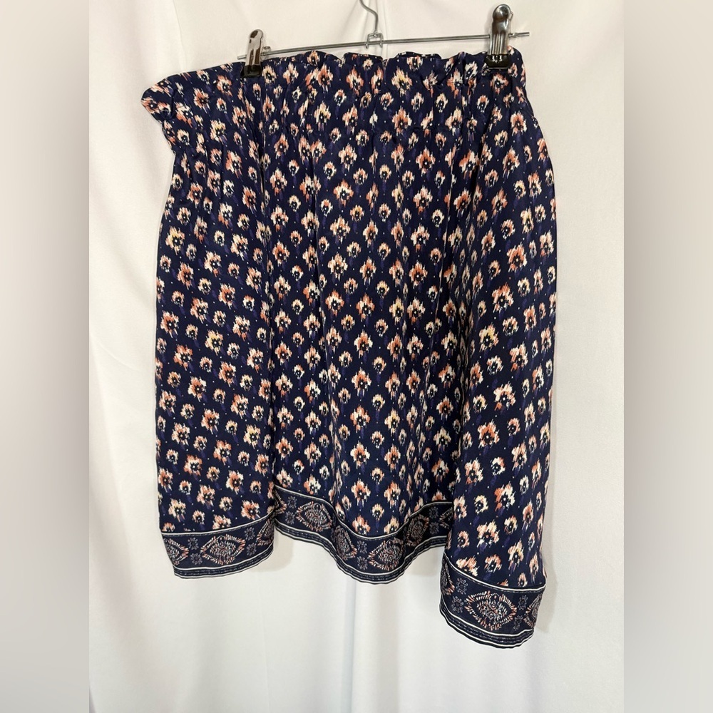 Maurices Navy Blue Floral Ikat Button-Detail A-Line Skirt - Picture 3 of 5